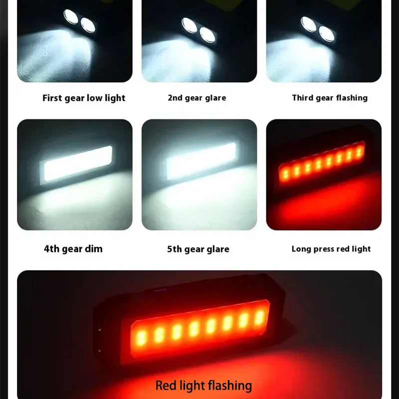 Lanterna à prova de água com íman, luz de trabalho portátil COB, lanterna LED 1000 Lumens 4000mAh, modos múltiplos, lanterna de campismo com bateria 18650