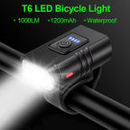 Farol LED T6 para bicicleta com 1000 lúmens, recarregável