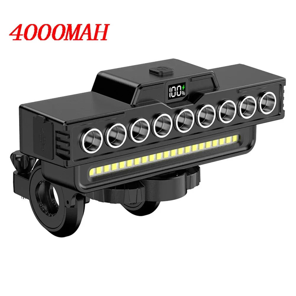 Conjunto de Luzes para Bicicleta 9 LEDs – Recarregável (1600LM Frente + 200LM Traseira) máxima segurança e visibilidade
