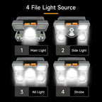 Lanterna de cabeça LED recarregável com 5 LEDs, equipada com bateria de lítio integrada. Luz frontal potente, ideal para camping, aventura, pesca e ciclismo