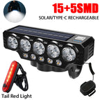 Conjunto de Luzes para Bicicleta 9 LEDs – Recarregável (1600LM Frente + 200LM Traseira) máxima segurança e visibilidade