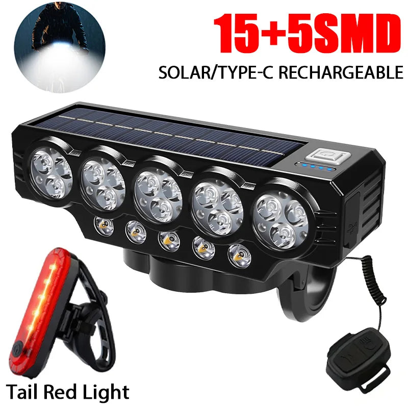 Conjunto de Luzes para Bicicleta 9 LEDs – Recarregável (1600LM Frente + 200LM Traseira) máxima segurança e visibilidade