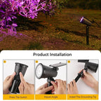 Projetores Solares com 9 LEDs para Exterior – IP65, Brilho Ajustável, Ideais para Jardim