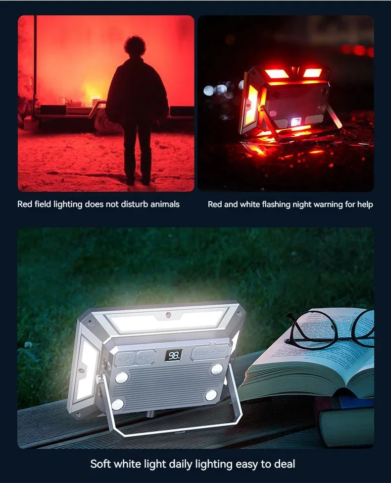 Lanterna LED para tenda de campismo, recarregável, de alta potência, para uso exterior e emergências, à prova de água