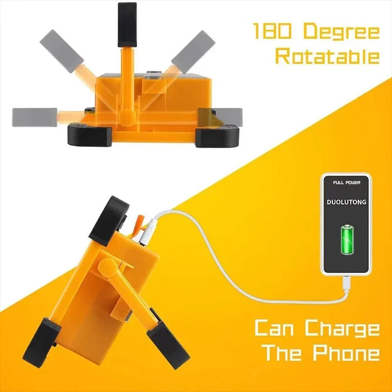 Projetor Solar Recarregável Portátil para Exterior com LED, Holofote Recarregável, Projetor de Iluminação para Construção